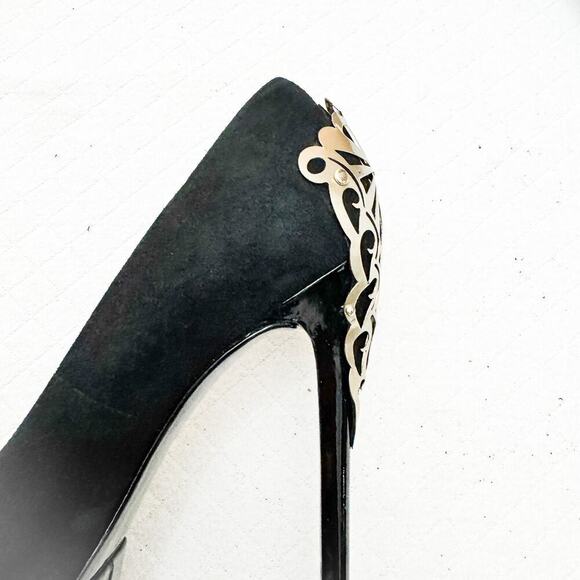 Brian Atwood Fashina Platform Pump Silver Plated Stiletto Heel Accent Size 6 - Picture 6 of 9